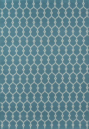 Momeni Baja BAJ-2 Machine Made Contemporary Geometric Indoor/Outdoor Area Rug Blue 8'6" x 13' BAJA0BAJ-2BLU860D