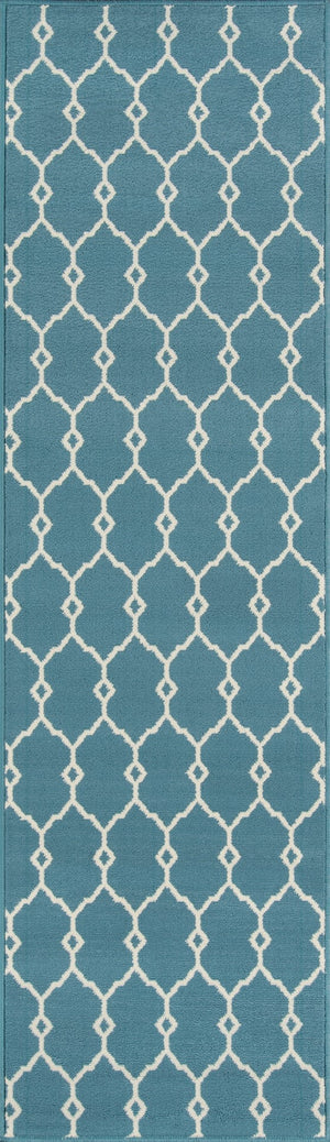 Momeni Baja BAJ-2 Machine Made Contemporary Geometric Indoor/Outdoor Area Rug Blue 8'6" x 13' BAJA0BAJ-2BLU860D