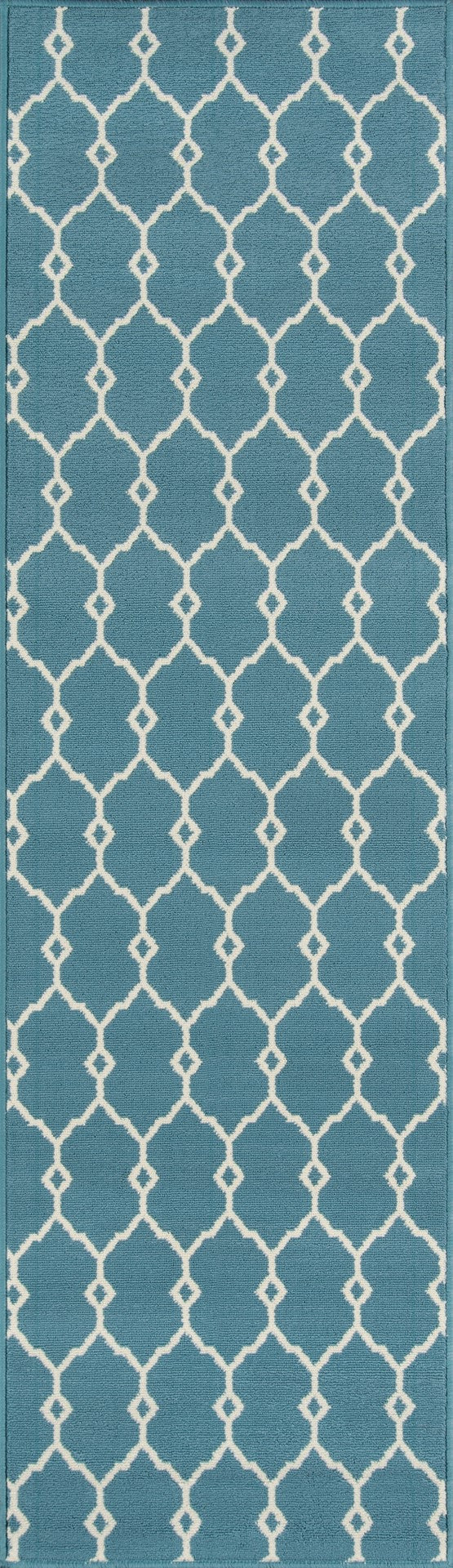 Momeni Baja BAJ-2 Machine Made Contemporary Geometric Indoor/Outdoor Area Rug Blue 8'6" x 13' BAJA0BAJ-2BLU860D