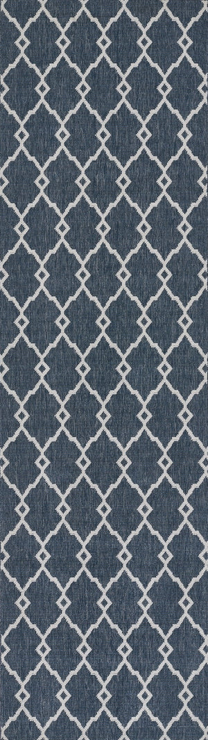 Momeni Baja BAJ-2 Machine Made Contemporary Geometric Indoor/Outdoor Area Rug Denim 8'6" x 13' BAJA0BAJ-2DNM860D