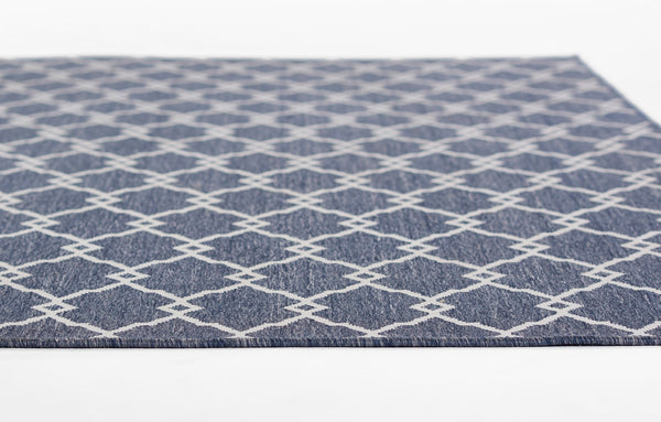 Momeni Baja BAJ-2 Machine Made Contemporary Geometric Indoor/Outdoor Area Rug Denim 8'6" x 13' BAJA0BAJ-2DNM860D