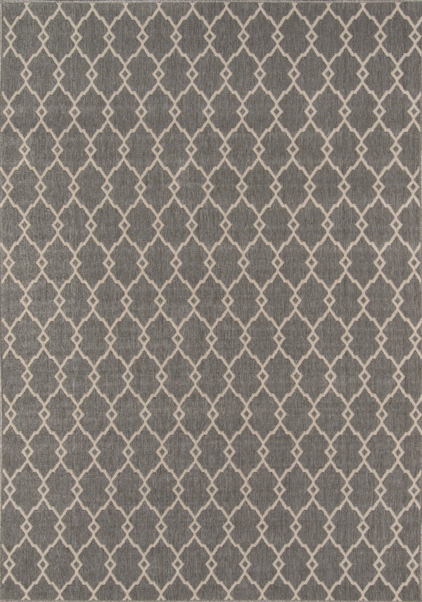 Momeni Baja BAJ-2 Machine Made Contemporary Geometric Indoor/Outdoor Area Rug Grey 8'6" x 13' BAJA0BAJ-2GRY860D