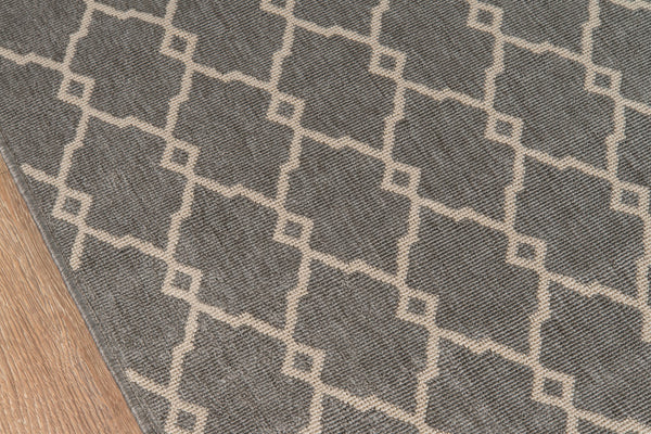 Momeni Baja BAJ-2 Machine Made Contemporary Geometric Indoor/Outdoor Area Rug Grey 8'6" x 13' BAJA0BAJ-2GRY860D