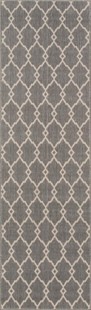 Momeni Baja BAJ-2 Machine Made Contemporary Geometric Indoor/Outdoor Area Rug Grey 8'6" x 13' BAJA0BAJ-2GRY860D