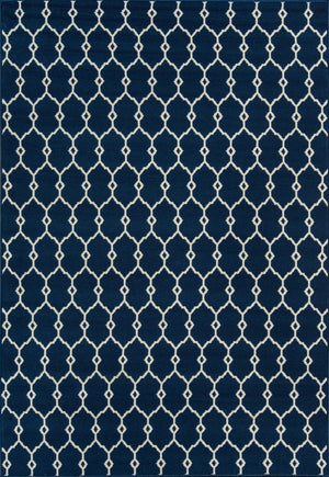 Momeni Baja BAJ-2 Machine Made Contemporary Geometric Indoor/Outdoor Area Rug Navy 8'6" x 13' BAJA0BAJ-2NVY860D