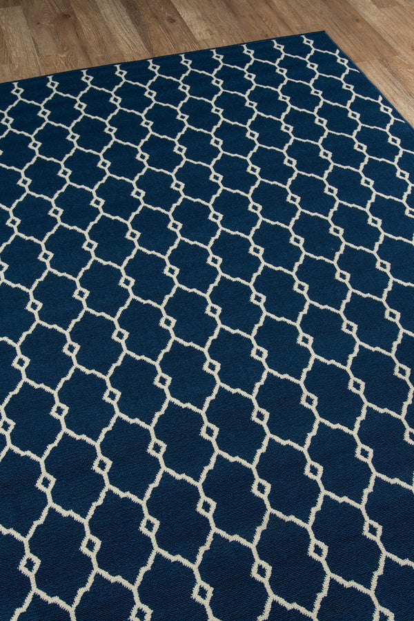 Momeni Baja BAJ-2 Machine Made Contemporary Geometric Indoor/Outdoor Area Rug Navy 8'6" x 13' BAJA0BAJ-2NVY860D