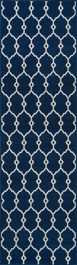 Momeni Baja BAJ-2 Machine Made Contemporary Geometric Indoor/Outdoor Area Rug Navy 8'6" x 13' BAJA0BAJ-2NVY860D