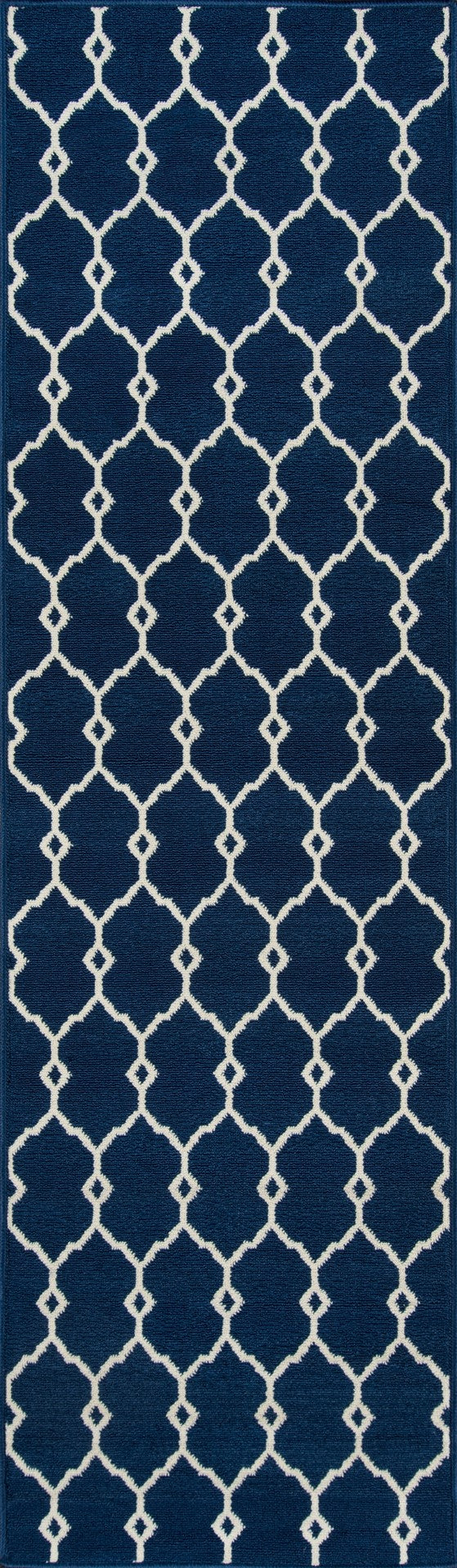 Momeni Baja BAJ-2 Machine Made Contemporary Geometric Indoor/Outdoor Area Rug Navy 8'6" x 13' BAJA0BAJ-2NVY860D