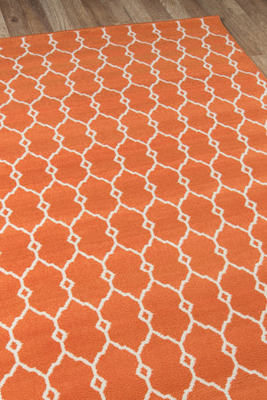 Momeni Baja BAJ-2 Machine Made Contemporary Geometric Indoor/Outdoor Area Rug Orange 8'6" x 13' BAJA0BAJ-2ORG860D