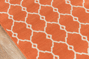 Momeni Baja BAJ-2 Machine Made Contemporary Geometric Indoor/Outdoor Area Rug Orange 8'6" x 13' BAJA0BAJ-2ORG860D