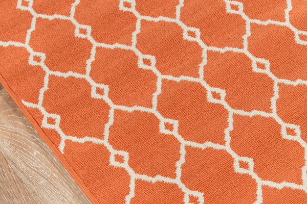 Momeni Baja BAJ-2 Machine Made Contemporary Geometric Indoor/Outdoor Area Rug Orange 8'6" x 13' BAJA0BAJ-2ORG860D