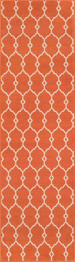 Momeni Baja BAJ-2 Machine Made Contemporary Geometric Indoor/Outdoor Area Rug Orange 8'6" x 13' BAJA0BAJ-2ORG860D