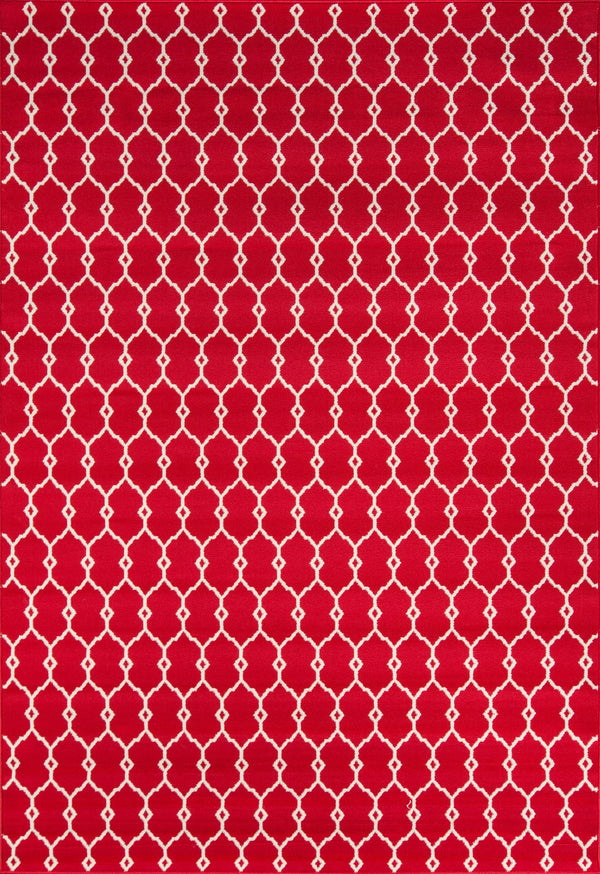 Momeni Baja BAJ-2 Machine Made Contemporary Geometric Indoor/Outdoor Area Rug Red 8'6" x 13' BAJA0BAJ-2RED860D