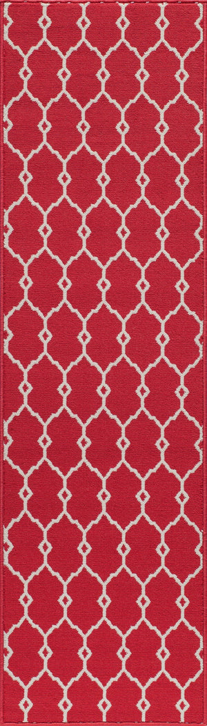 Momeni Baja BAJ-2 Machine Made Contemporary Geometric Indoor/Outdoor Area Rug Red 8'6" x 13' BAJA0BAJ-2RED860D