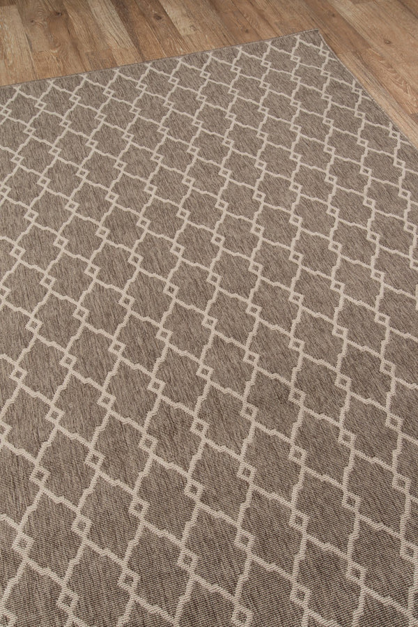 Momeni Baja BAJ-2 Machine Made Contemporary Geometric Indoor/Outdoor Area Rug Taupe 8'6" x 13' BAJA0BAJ-2TAU860D