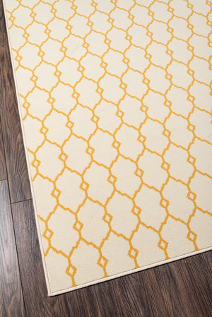 Momeni Baja BAJ-2 Machine Made Contemporary Geometric Indoor/Outdoor Area Rug Yellow 8'6" x 13' BAJA0BAJ-2YEL860D