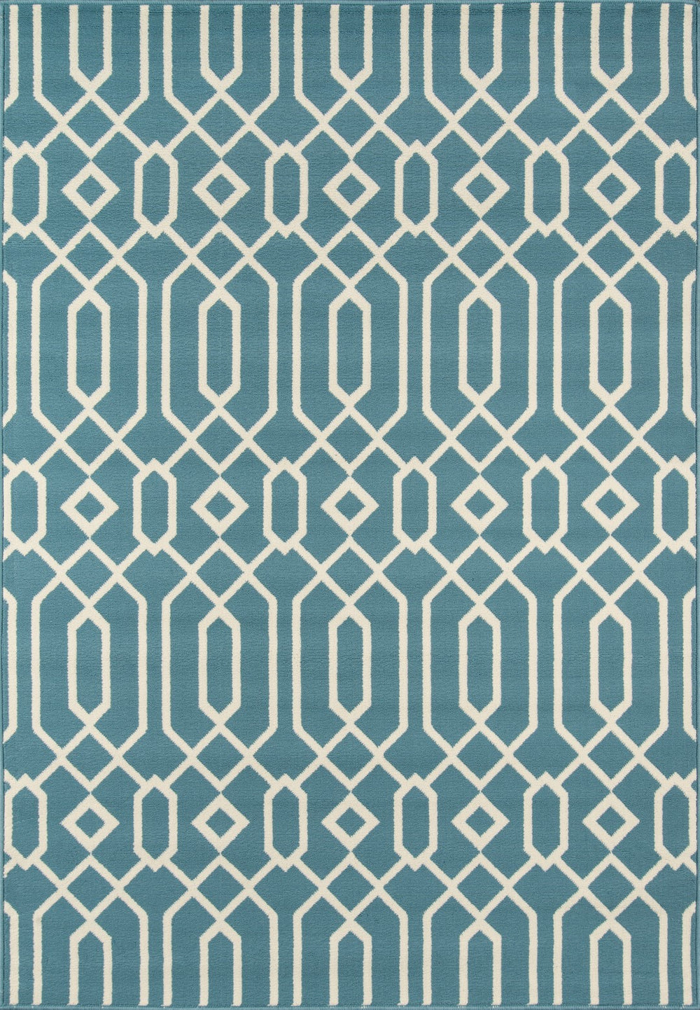 Momeni Baja BAJ-3 Machine Made Contemporary Geometric Indoor/Outdoor Area Rug Blue 8'6" x 13' BAJA0BAJ-3BLU860D