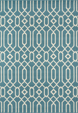 Momeni Baja BAJ-3 Machine Made Contemporary Geometric Indoor/Outdoor Area Rug Blue 8'6" x 13' BAJA0BAJ-3BLU860D