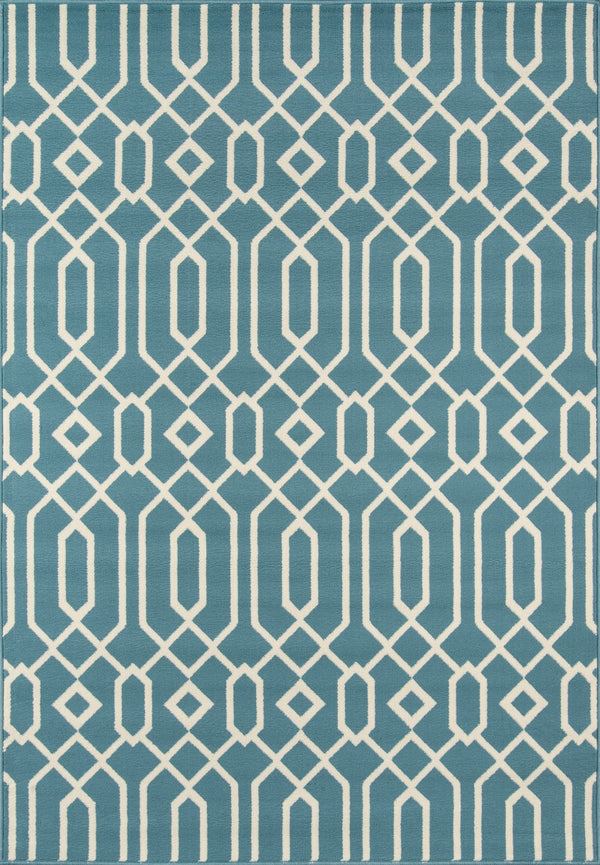 Momeni Baja BAJ-3 Machine Made Contemporary Geometric Indoor/Outdoor Area Rug Blue 8'6" x 13' BAJA0BAJ-3BLU860D