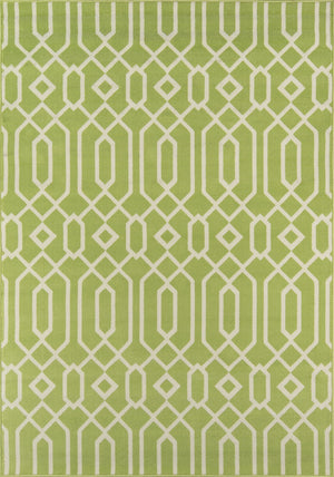 Momeni Baja BAJ-3 Machine Made Contemporary Geometric Indoor/Outdoor Area Rug Green 8'6" x 13' BAJA0BAJ-3GRN860D