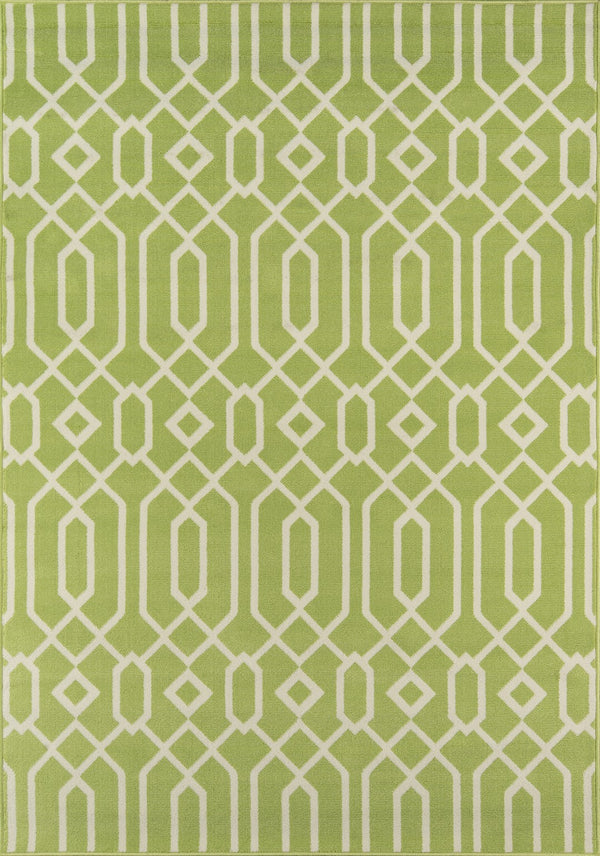 Momeni Baja BAJ-3 Machine Made Contemporary Geometric Indoor/Outdoor Area Rug Green 8'6" x 13' BAJA0BAJ-3GRN860D