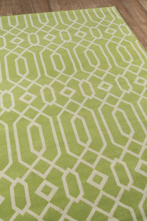 Momeni Baja BAJ-3 Machine Made Contemporary Geometric Indoor/Outdoor Area Rug Green 8'6" x 13' BAJA0BAJ-3GRN860D