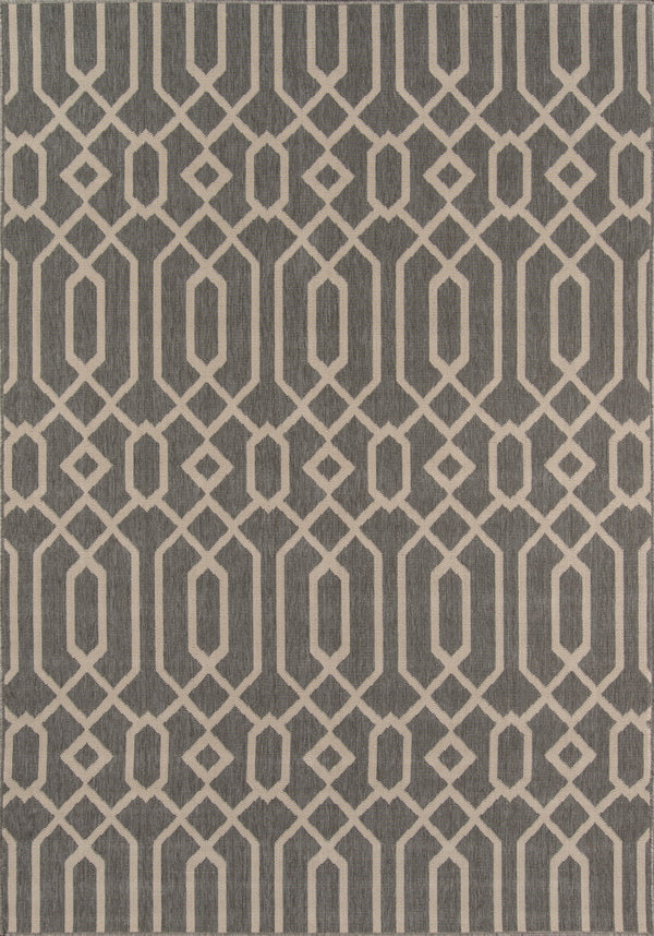 Momeni Baja BAJ-3 Machine Made Contemporary Geometric Indoor/Outdoor Area Rug Grey 8'6" x 13' BAJA0BAJ-3GRY860D