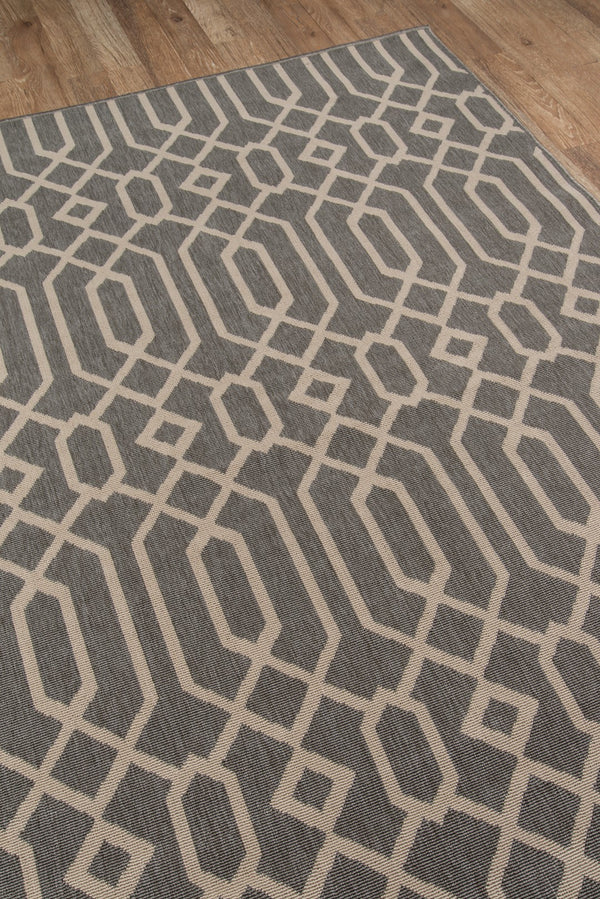 Momeni Baja BAJ-3 Machine Made Contemporary Geometric Indoor/Outdoor Area Rug Grey 8'6" x 13' BAJA0BAJ-3GRY860D