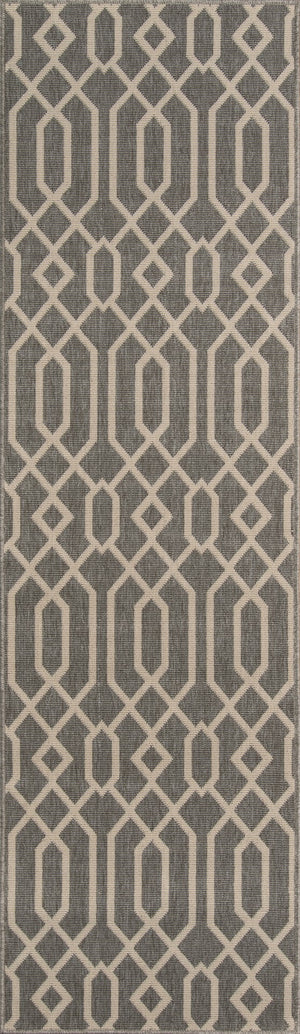 Momeni Baja BAJ-3 Machine Made Contemporary Geometric Indoor/Outdoor Area Rug Grey 8'6" x 13' BAJA0BAJ-3GRY860D