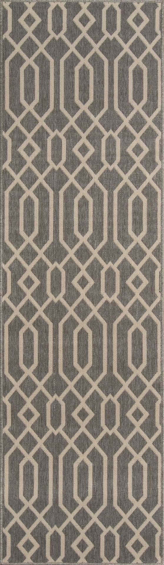 Momeni Baja BAJ-3 Machine Made Contemporary Geometric Indoor/Outdoor Area Rug Grey 8'6" x 13' BAJA0BAJ-3GRY860D