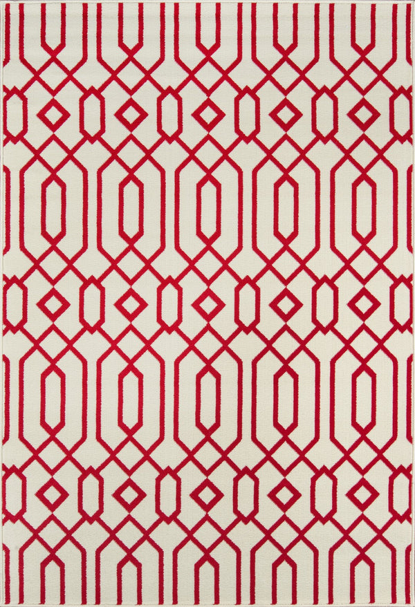 Momeni Baja BAJ-3 Machine Made Contemporary Geometric Indoor/Outdoor Area Rug Ivory 8'6" x 13' BAJA0BAJ-3IVY860D