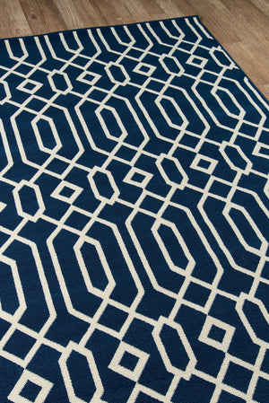 Momeni Baja BAJ-3 Machine Made Contemporary Geometric Indoor/Outdoor Area Rug Navy 8'6" x 13' BAJA0BAJ-3NVY860D