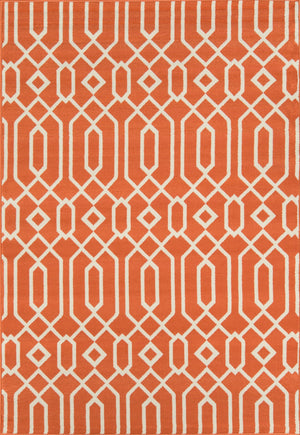 Momeni Baja BAJ-3 Machine Made Contemporary Geometric Indoor/Outdoor Area Rug Orange 8'6" x 13' BAJA0BAJ-3ORG860D