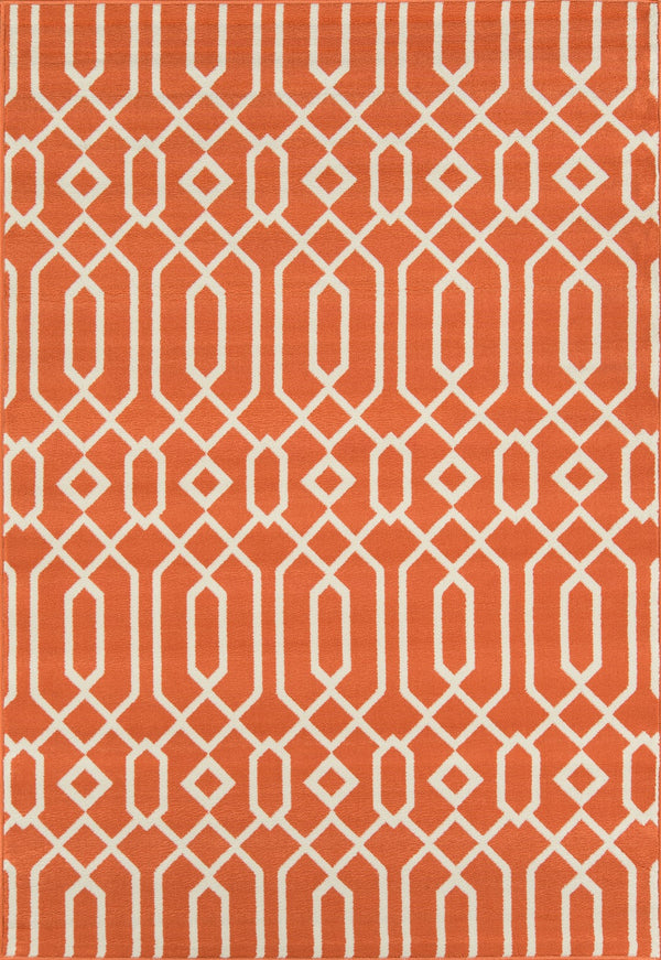 Momeni Baja BAJ-3 Machine Made Contemporary Geometric Indoor/Outdoor Area Rug Orange 8'6" x 13' BAJA0BAJ-3ORG860D