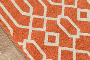 Momeni Baja BAJ-3 Machine Made Contemporary Geometric Indoor/Outdoor Area Rug Orange 8'6" x 13' BAJA0BAJ-3ORG860D