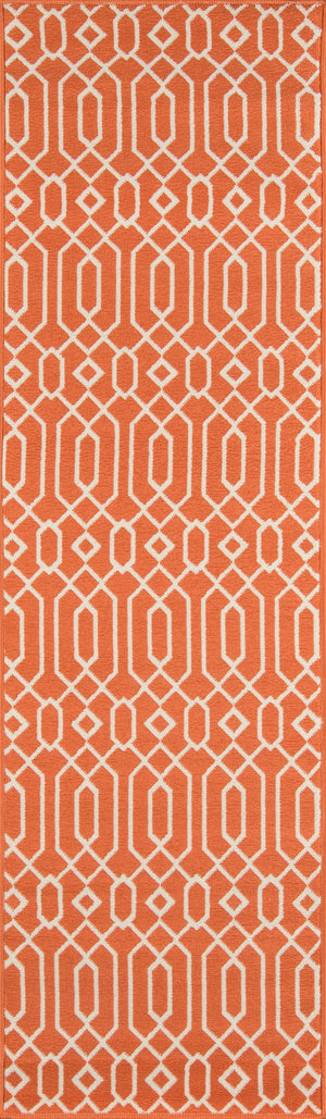 Momeni Baja BAJ-3 Machine Made Contemporary Geometric Indoor/Outdoor Area Rug Orange 8'6" x 13' BAJA0BAJ-3ORG860D