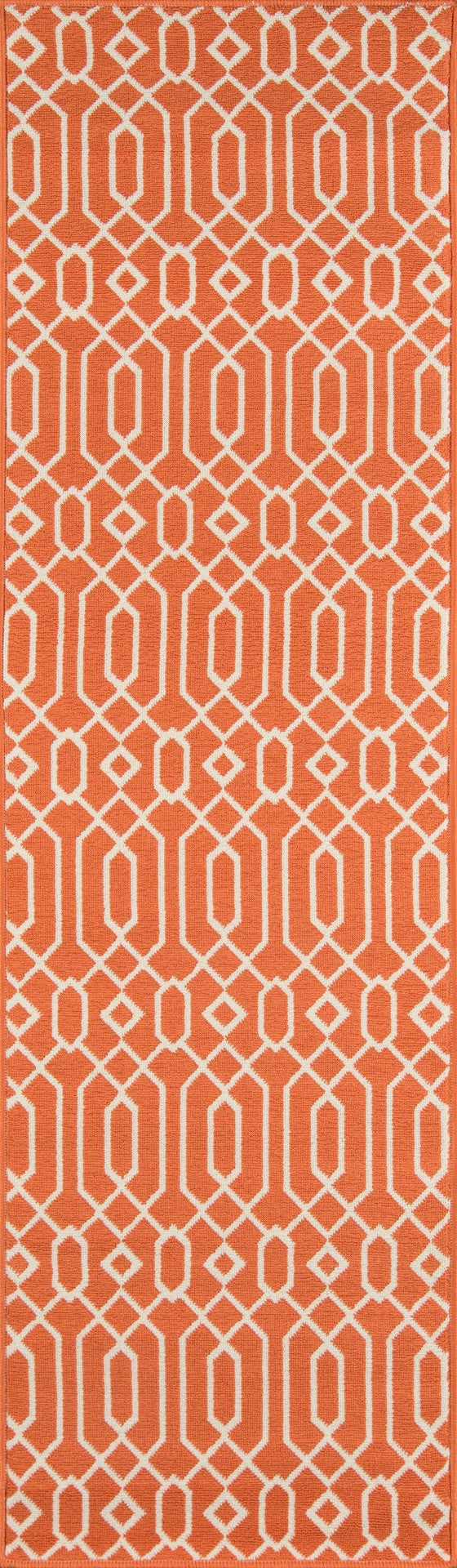 Momeni Baja BAJ-3 Machine Made Contemporary Geometric Indoor/Outdoor Area Rug Orange 8'6" x 13' BAJA0BAJ-3ORG860D