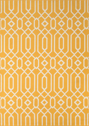 Momeni Baja BAJ-3 Machine Made Contemporary Geometric Indoor/Outdoor Area Rug Yellow 8'6" x 13' BAJA0BAJ-3YEL860D