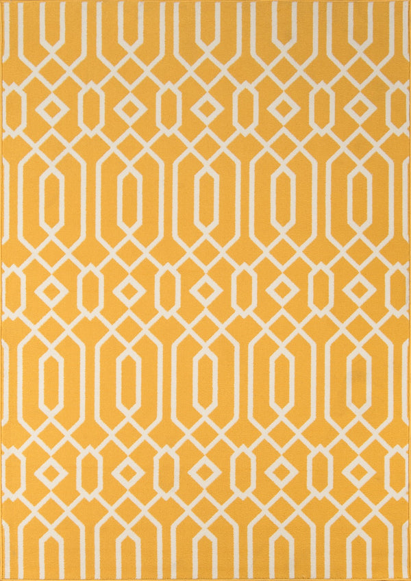 Momeni Baja BAJ-3 Machine Made Contemporary Geometric Indoor/Outdoor Area Rug Yellow 8'6" x 13' BAJA0BAJ-3YEL860D