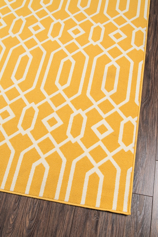 Momeni Baja BAJ-3 Machine Made Contemporary Geometric Indoor/Outdoor Area Rug Yellow 8'6" x 13' BAJA0BAJ-3YEL860D