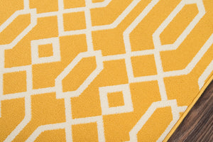 Momeni Baja BAJ-3 Machine Made Contemporary Geometric Indoor/Outdoor Area Rug Yellow 8'6" x 13' BAJA0BAJ-3YEL860D