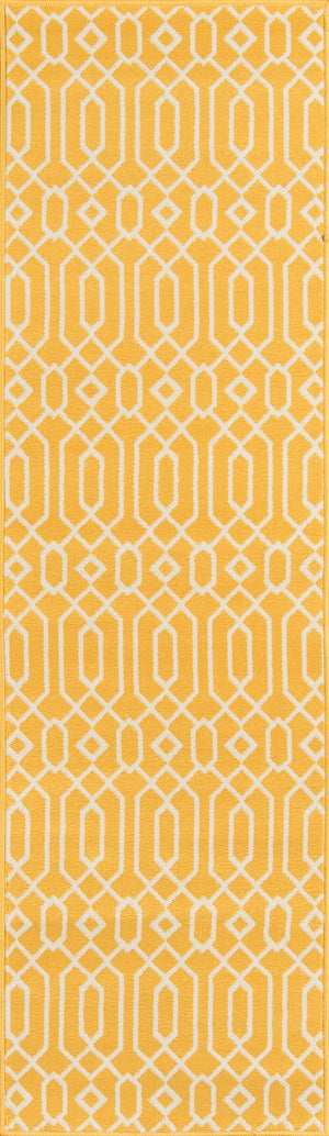 Momeni Baja BAJ-3 Machine Made Contemporary Geometric Indoor/Outdoor Area Rug Yellow 8'6" x 13' BAJA0BAJ-3YEL860D