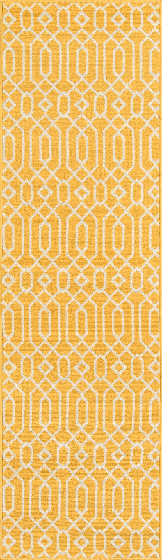 Momeni Baja BAJ-3 Machine Made Contemporary Geometric Indoor/Outdoor Area Rug Yellow 8'6" x 13' BAJA0BAJ-3YEL860D