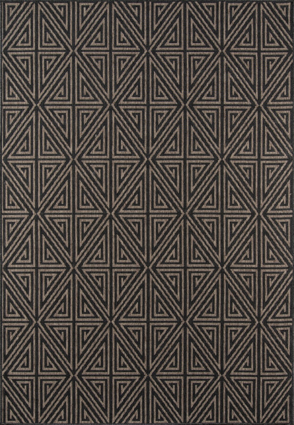 Momeni Baja BAJ-4 Machine Made Contemporary Geometric Indoor/Outdoor Area Rug Charcoal 8'6" x 13' BAJA0BAJ-4CHR860D