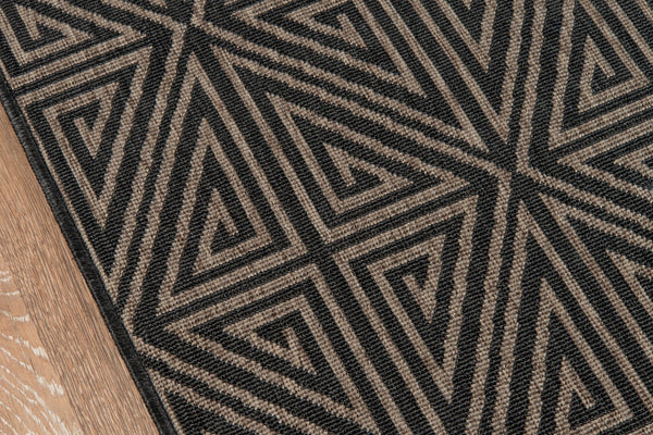 Momeni Baja BAJ-4 Machine Made Contemporary Geometric Indoor/Outdoor Area Rug Charcoal 8'6" x 13' BAJA0BAJ-4CHR860D