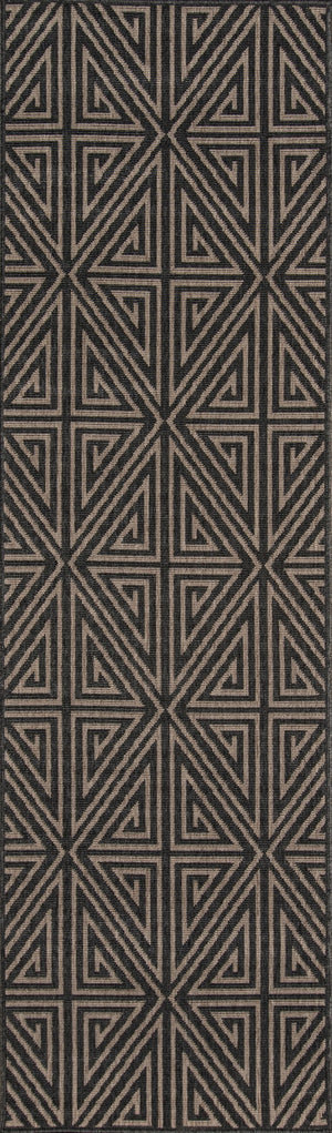 Momeni Baja BAJ-4 Machine Made Contemporary Geometric Indoor/Outdoor Area Rug Charcoal 8'6" x 13' BAJA0BAJ-4CHR860D