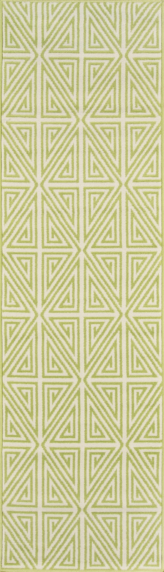 Momeni Baja BAJ-4 Machine Made Contemporary Geometric Indoor/Outdoor Area Rug Green 8'6" x 13' BAJA0BAJ-4GRN860D