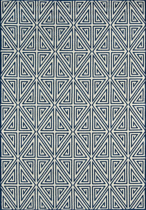 Momeni Baja BAJ-4 Machine Made Contemporary Geometric Indoor/Outdoor Area Rug Navy 8'6" x 13' BAJA0BAJ-4NVY860D