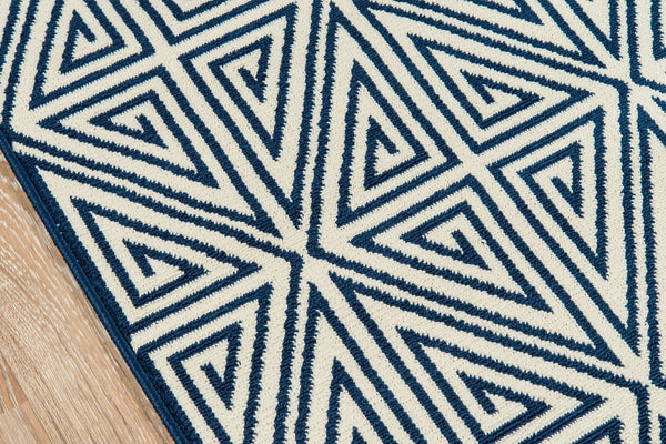 Momeni Baja BAJ-4 Machine Made Contemporary Geometric Indoor/Outdoor Area Rug Navy 8'6" x 13' BAJA0BAJ-4NVY860D