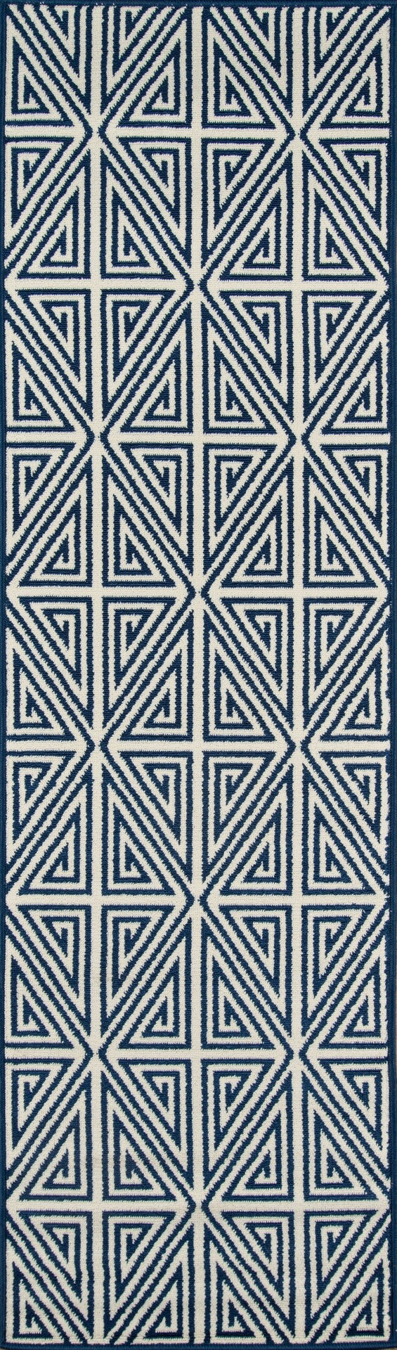 Momeni Baja BAJ-4 Machine Made Contemporary Geometric Indoor/Outdoor Area Rug Navy 8'6" x 13' BAJA0BAJ-4NVY860D